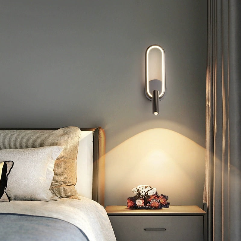 Moderne minimalistische ovale runde Eisen-Aluminium-Glas-Spotlight-LED-Wandleuchte für das Schlafzimmer 