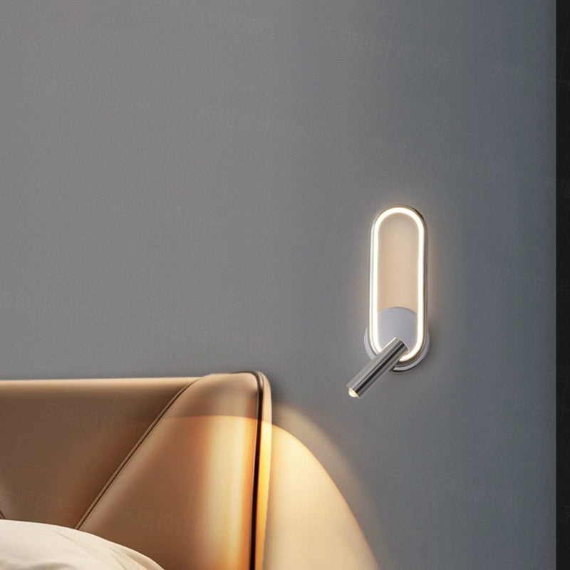 Moderne minimalistische ovale runde Eisen-Aluminium-Glas-Spotlight-LED-Wandleuchte für das Schlafzimmer 
