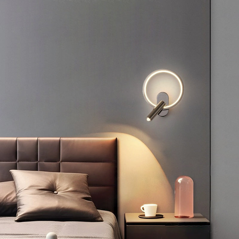 Moderne minimalistische ovale runde Eisen-Aluminium-Glas-Spotlight-LED-Wandleuchte für das Schlafzimmer 