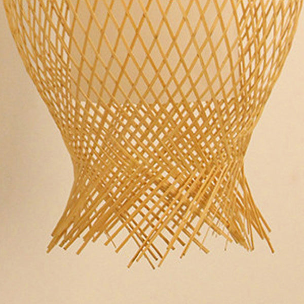 Contemporary Creative Jellyfish Oval Bamboo 1-Light Wall Sconce Lamp For Hallway