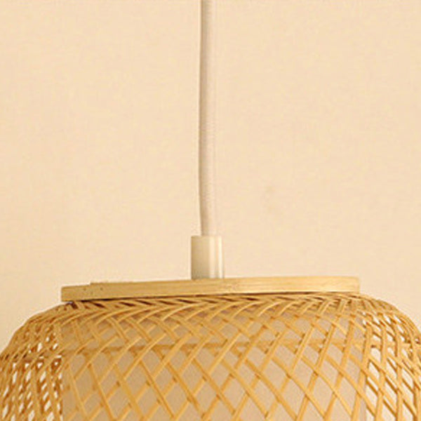 Contemporary Creative Jellyfish Oval Bamboo 1-Light Wall Sconce Lamp For Hallway