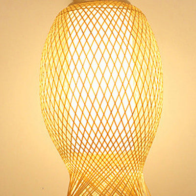 Contemporary Creative Jellyfish Oval Bamboo 1-Light Wall Sconce Lamp For Hallway