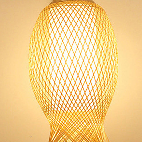 Contemporary Creative Jellyfish Oval Bamboo 1-Light Wall Sconce Lamp For Hallway