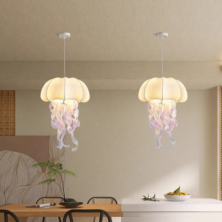 Art créatif contemporain Méduse Matériel Tissu 1/3 Suspension lumineuse pour chambre 