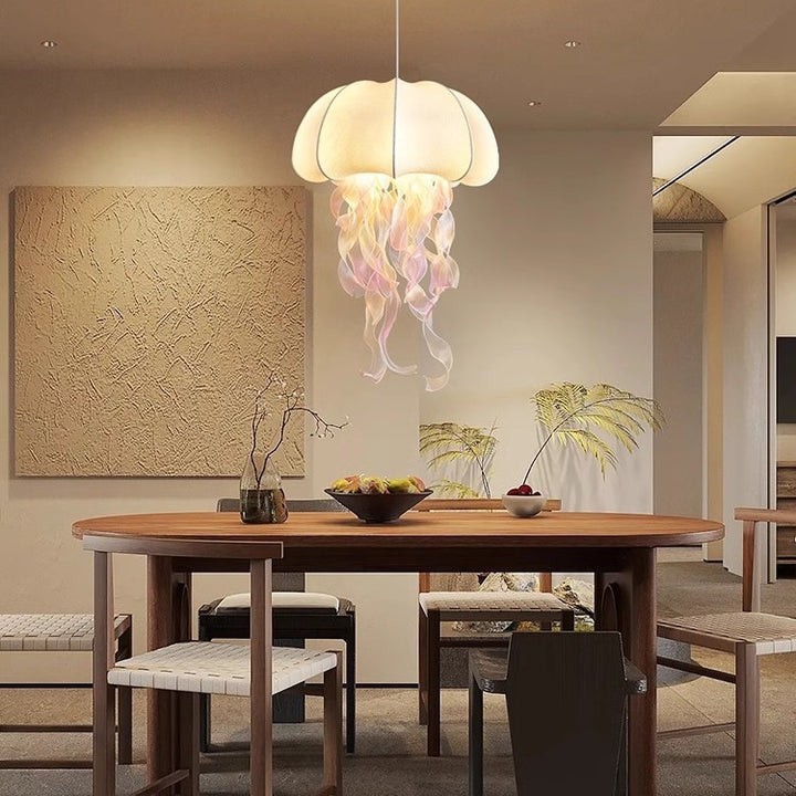 Art créatif contemporain Méduse Matériel Tissu 1/3 Suspension lumineuse pour chambre 
