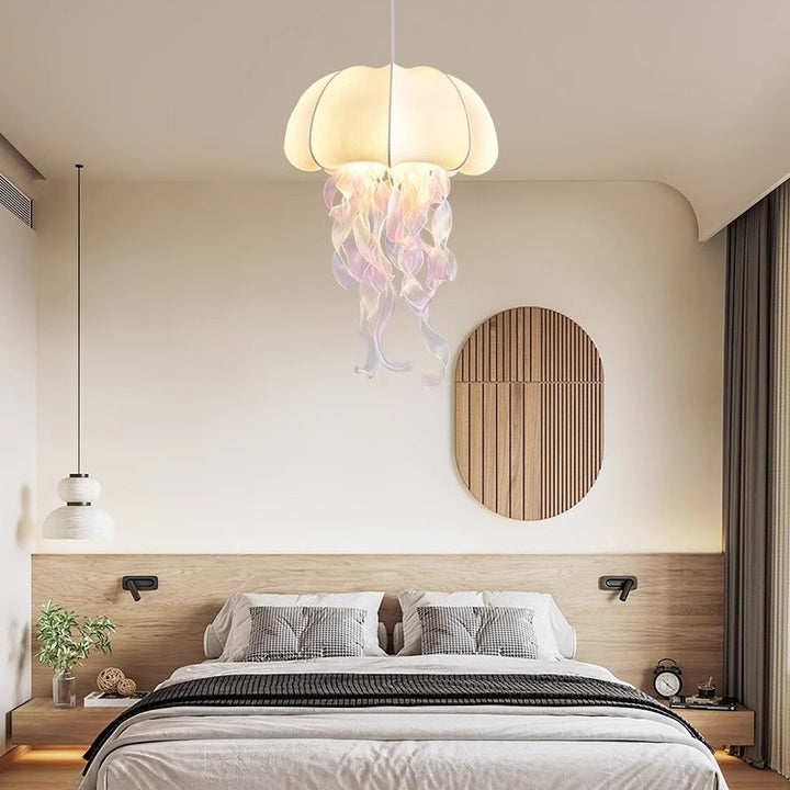 Art créatif contemporain Méduse Matériel Tissu 1/3 Suspension lumineuse pour chambre 