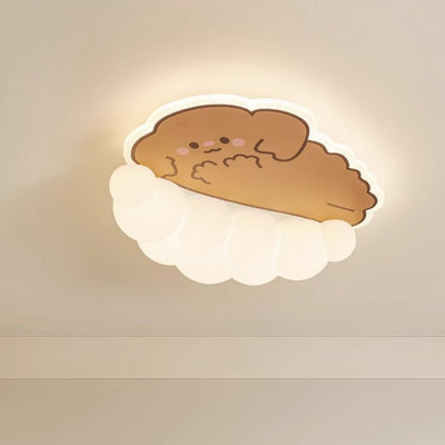Lumière de plafond à montage affleurant LED en fer PE nuage panda chat chien crème créatif contemporain pour chambre d'enfant 