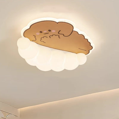 Lumière de plafond à montage affleurant LED en fer PE nuage panda chat chien crème créatif contemporain pour chambre d'enfant 