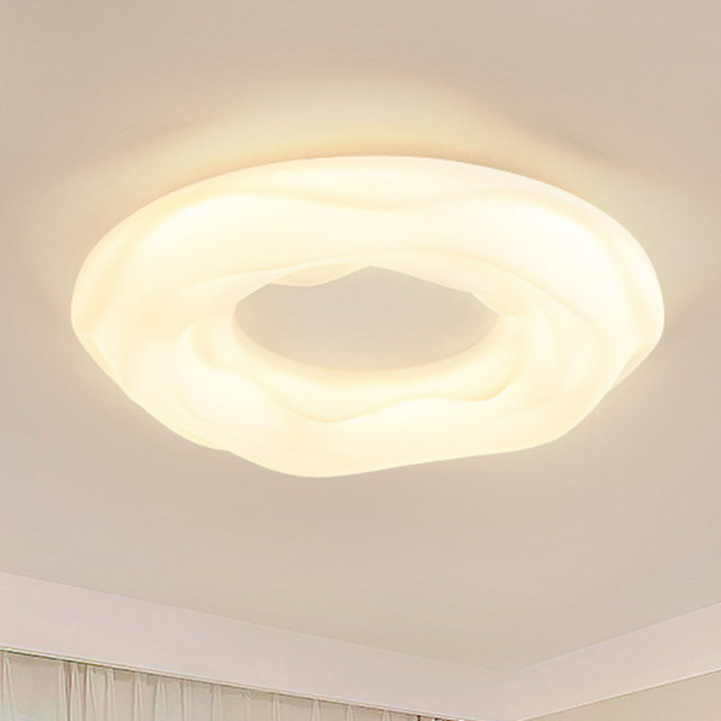 Lustre LED Encastré Rond en Fer PE pour Chambre à Coucher, Style Contemporain, Créatif, Crème, Cookie, Donut 