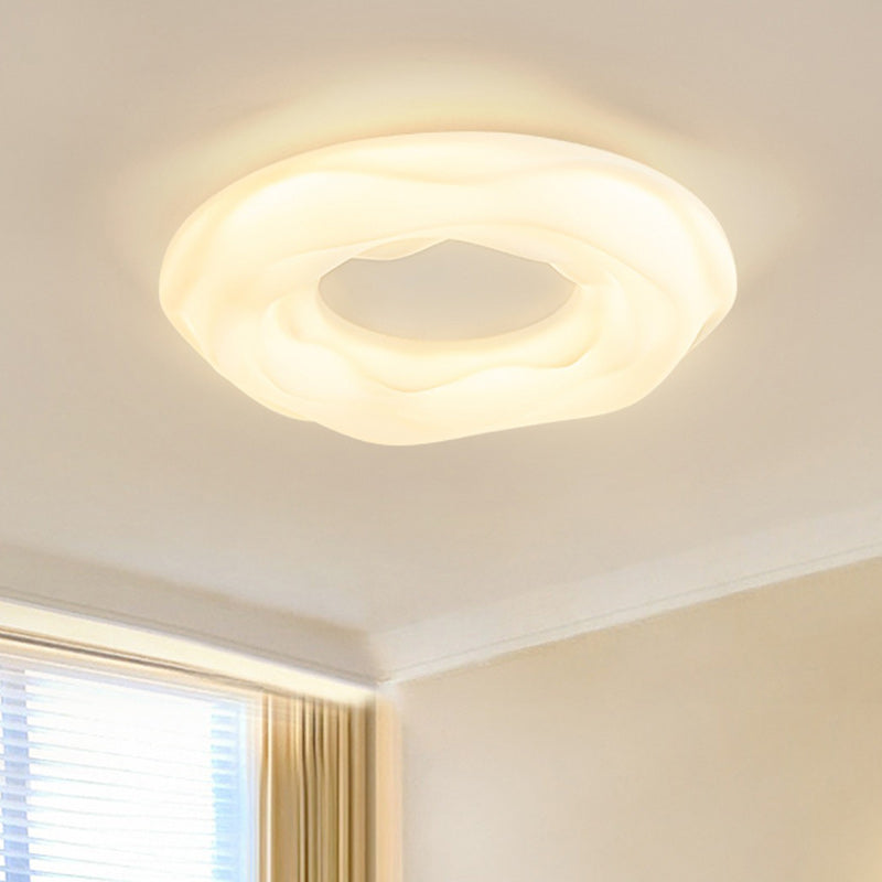 Lustre LED Encastré Rond en Fer PE pour Chambre à Coucher, Style Contemporain, Créatif, Crème, Cookie, Donut 