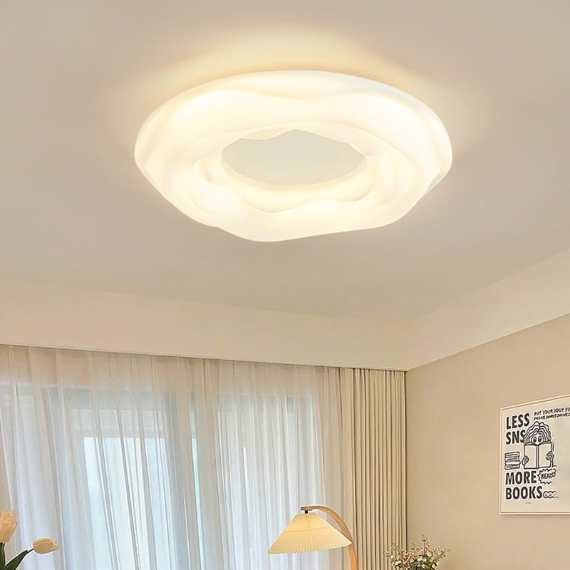 Lustre LED Encastré Rond en Fer PE pour Chambre à Coucher, Style Contemporain, Créatif, Crème, Cookie, Donut 