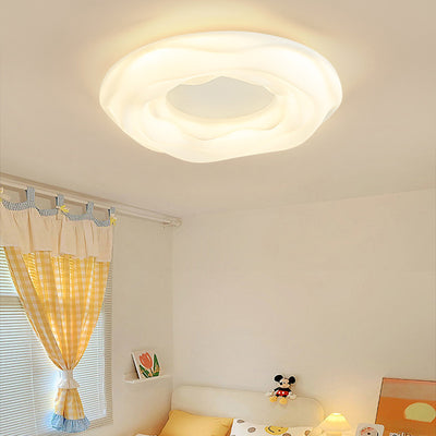 Lustre LED Encastré Rond en Fer PE pour Chambre à Coucher, Style Contemporain, Créatif, Crème, Cookie, Donut 