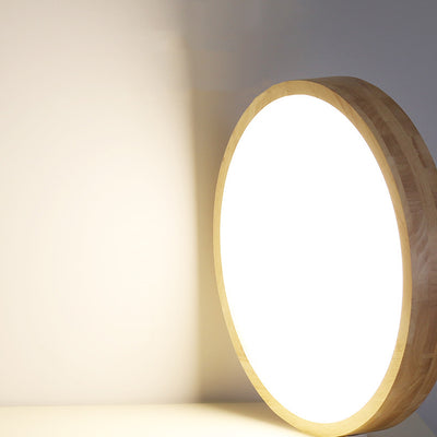 Plafonnier LED en bois de caoutchouc acrylique à dôme rond minimaliste moderne pour chambre à coucher 