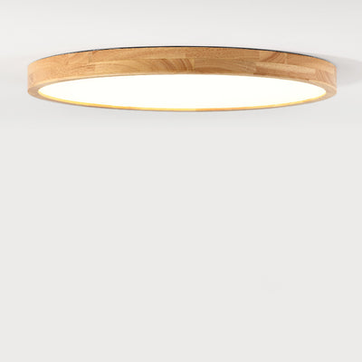 Plafonnier LED en bois de caoutchouc acrylique à dôme rond minimaliste moderne pour chambre à coucher 