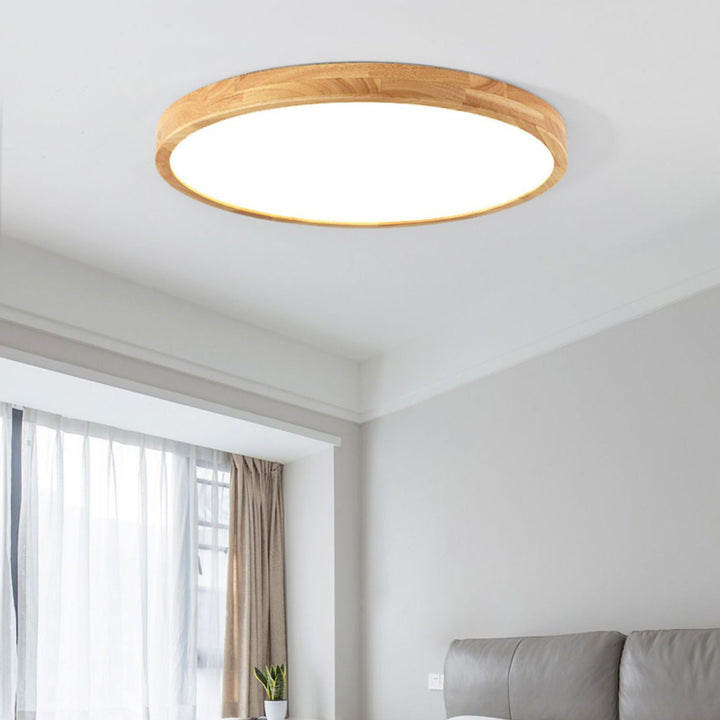 ضوء سقف مسطح LED من الأكريليك والخشب المطاطي بتصميم قبة دائرية حديثة وبسيطة لغرفة النوم 