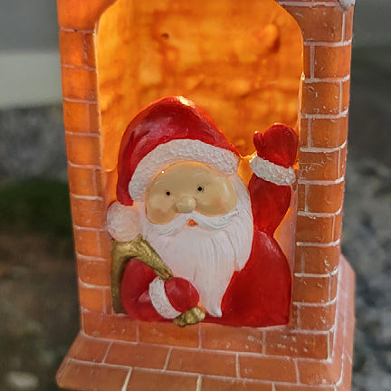 Contemporary Creative Hangable Solar Waterproof Chimney Santa Claus Rectangle Resin LED Outdoor Light For Patio