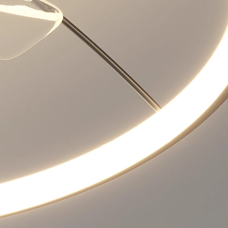 Modern Minimalist Round Orb Iron Aluminum Silicone LED Flush Mount Ceiling Fan Light For Bedroom