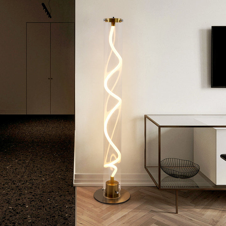 Lampe de sol LED moderne minimaliste ronde en cylindre en fer et acrylique pour salon 