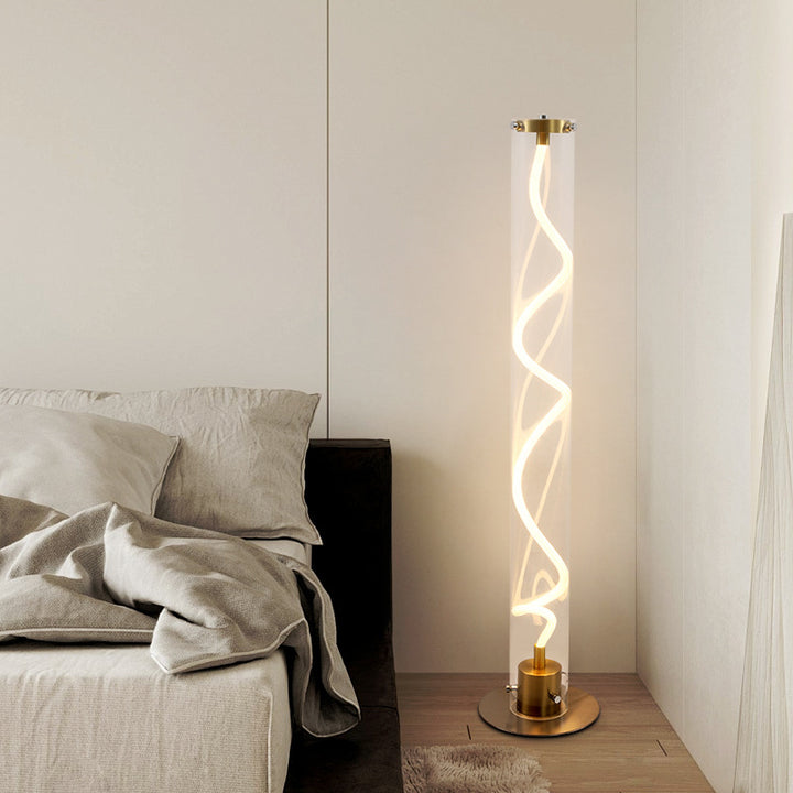 Lampe de sol LED moderne minimaliste ronde en cylindre en fer et acrylique pour salon 