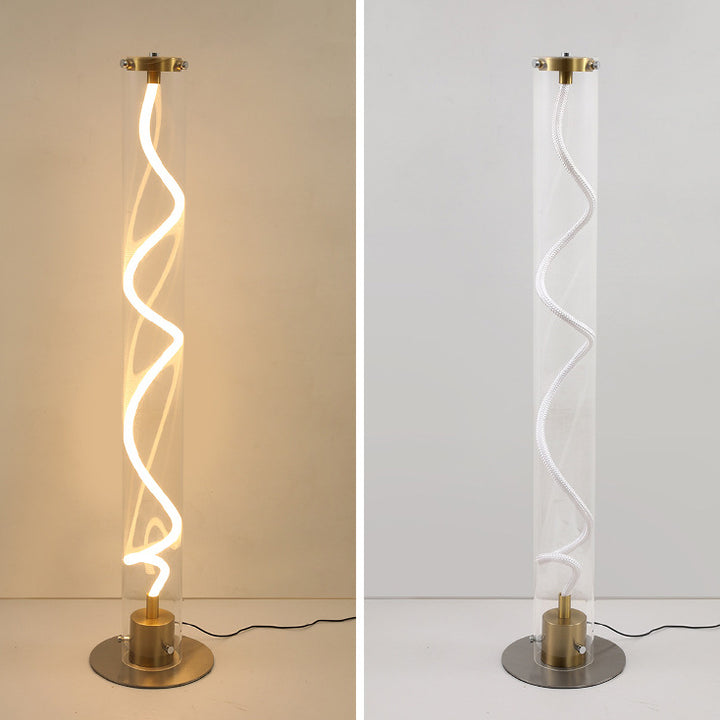 Lampe de sol LED moderne minimaliste ronde en cylindre en fer et acrylique pour salon 