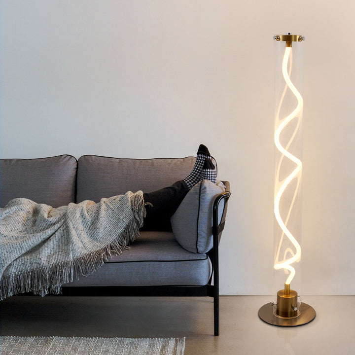 Lampe de sol LED moderne minimaliste ronde en cylindre en fer et acrylique pour salon 