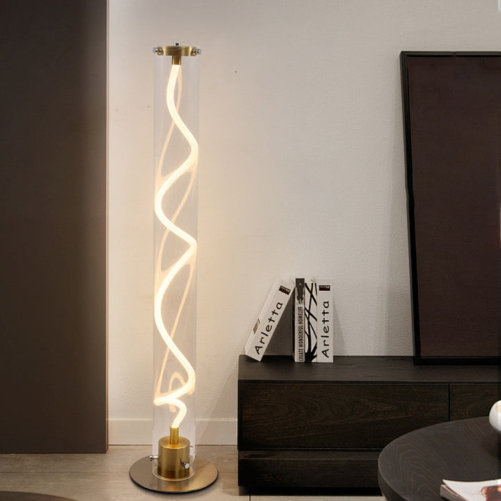 Lampe de sol LED moderne minimaliste ronde en cylindre en fer et acrylique pour salon 