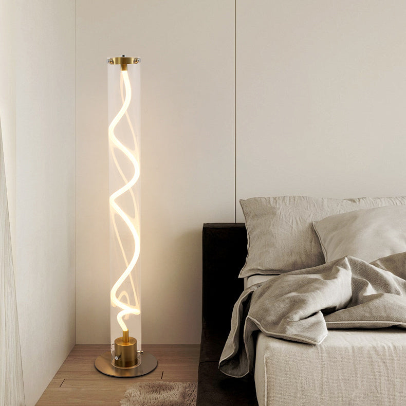 Lampe de sol LED moderne minimaliste ronde en cylindre en fer et acrylique pour salon 