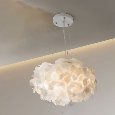 Contemporary Nordic Cream Round Petal PMMA Iron LED Chandelier For Bedroom