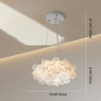 Contemporary Nordic Cream Round Petal PMMA Iron LED Chandelier For Bedroom
