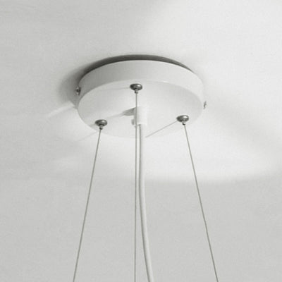 Contemporary Nordic Cream Round Petal PMMA Iron LED Chandelier For Bedroom