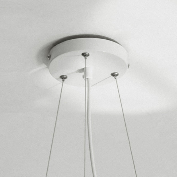 Contemporary Nordic Cream Round Petal PMMA Iron LED Chandelier For Bedroom