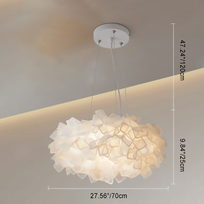 Contemporary Nordic Cream Round Petal PMMA Iron LED Chandelier For Bedroom