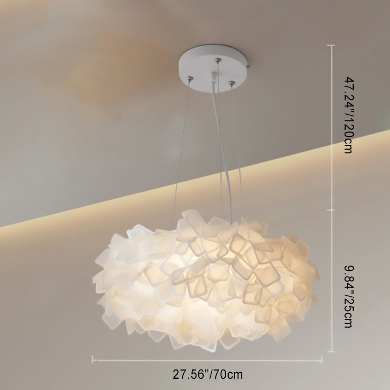 Contemporary Nordic Cream Round Petal PMMA Iron LED Chandelier For Bedroom