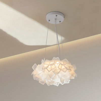 Contemporary Nordic Cream Round Petal PMMA Iron LED Chandelier For Bedroom