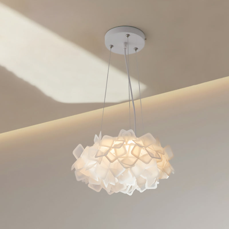Contemporary Nordic Cream Round Petal PMMA Iron LED Chandelier For Bedroom