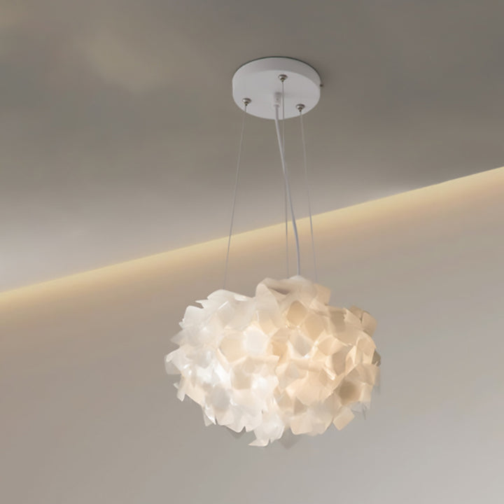 Contemporary Nordic Cream Round Petal PMMA Iron LED Chandelier For Bedroom