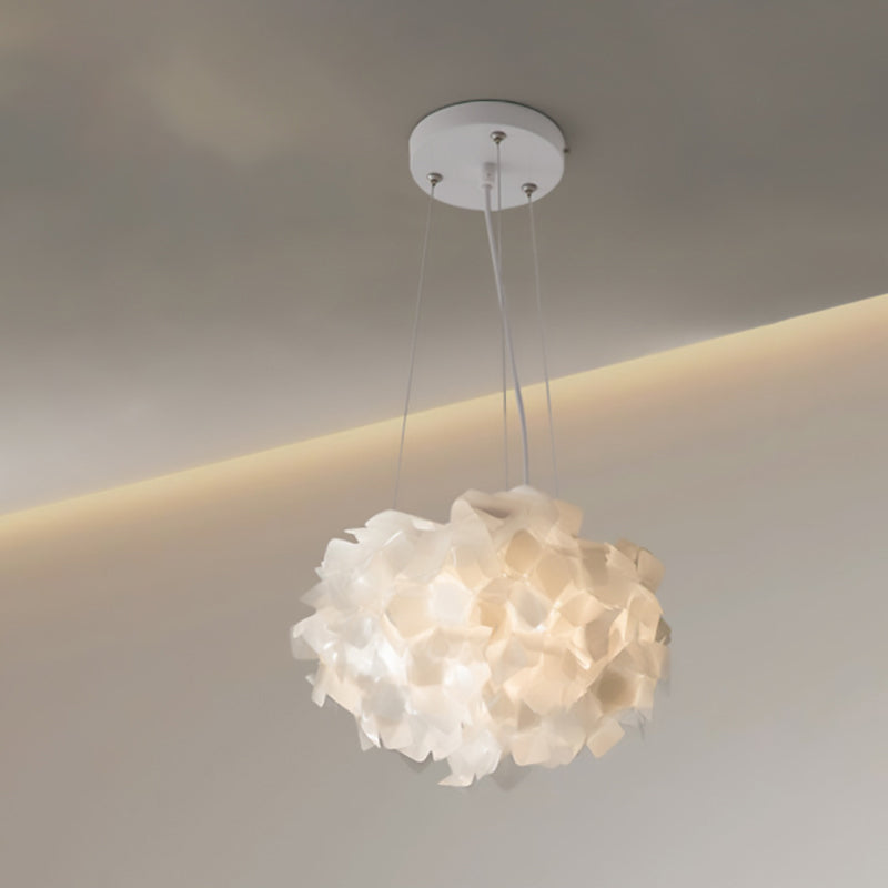 Contemporary Nordic Cream Round Petal PMMA Iron LED Chandelier For Bedroom