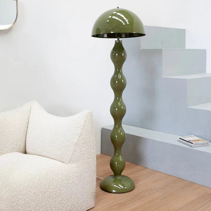 Lampe de sol contemporaine scandinave en fer semi-circulaire crème champignon à 1 lumière pour salon 