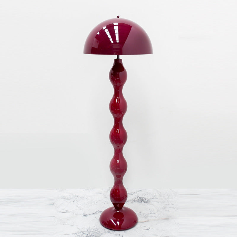 Contemporary Scandinavian Cream Mushroom Semi-circle Iron 1-Light Standing Floor Lamp For Living Room