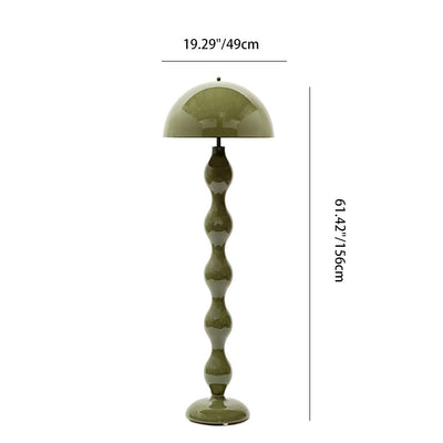 Contemporary Scandinavian Cream Mushroom Semi-circle Iron 1-Light Standing Floor Lamp For Living Room
