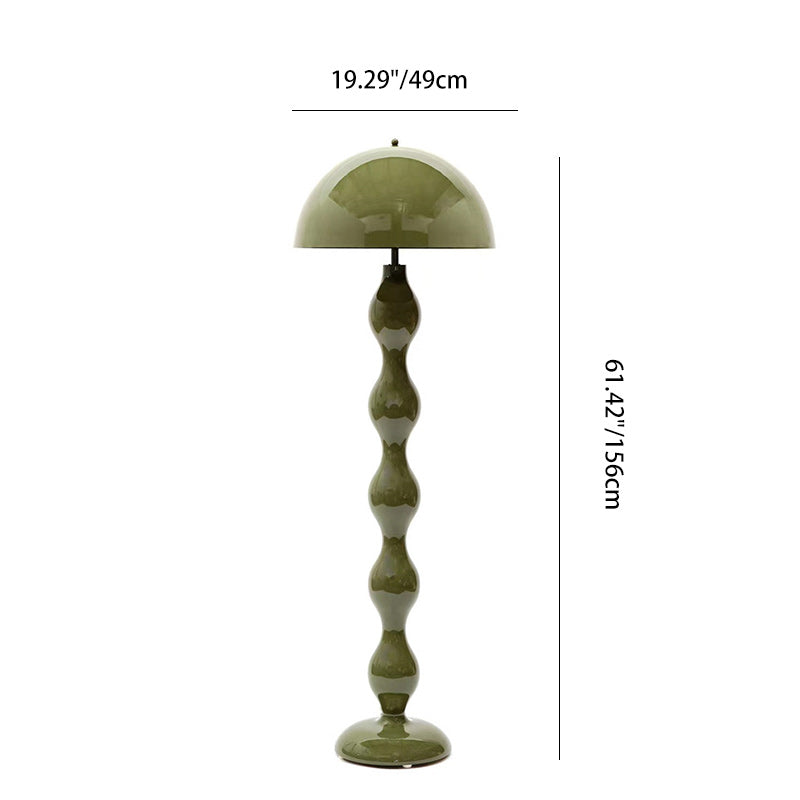 Contemporary Scandinavian Cream Mushroom Semi-circle Iron 1-Light Standing Floor Lamp For Living Room