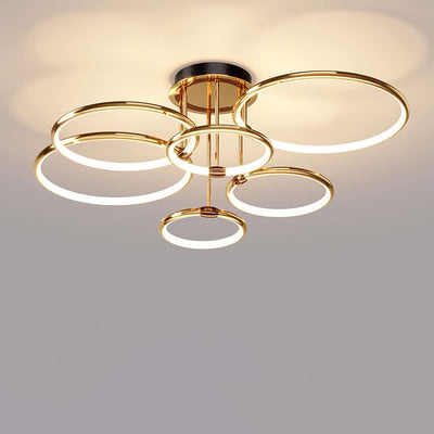 Modern Luxury Round Circle Aluminum Silicone LED Semi-Flush Mount Ceiling Light For Living Room