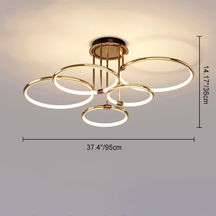 Plafonnier semi-encastré en silicone en aluminium rond de luxe moderne avec LED pour salon 