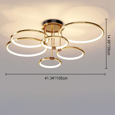 Modern Luxury Round Circle Aluminum Silicone LED Semi-Flush Mount Ceiling Light For Living Room