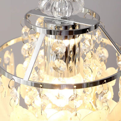 Moderne Art Deco Creme Schmetterling Muschel Windspiel Eisen Kristall 1-Licht Pendelleuchte für Schlafzimmer 