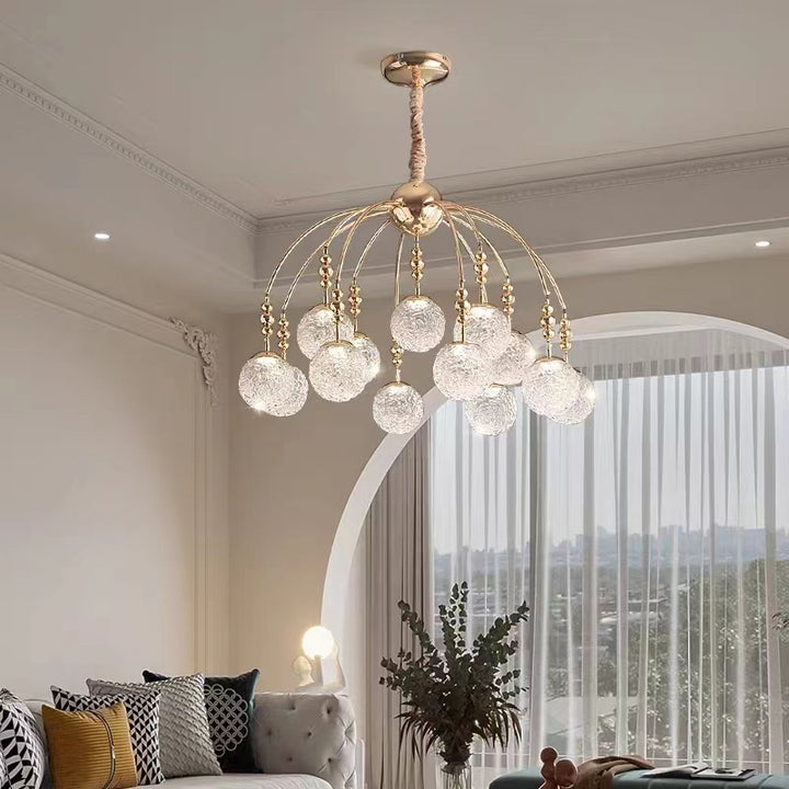 Lustre LED en verre avec haricots magiques ronds à crème traditionnelle française pour salon 