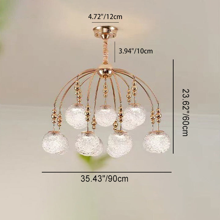 Traditional French Cream Round Magic Bean Hardware Glass LED Chandelier For Living Room