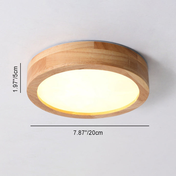 Plafonnier LED en bois acrylique à dôme rond minimaliste moderne pour chambre à coucher 