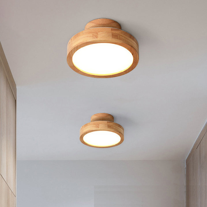 Plafonnier LED en bois acrylique à dôme rond minimaliste moderne pour chambre à coucher 