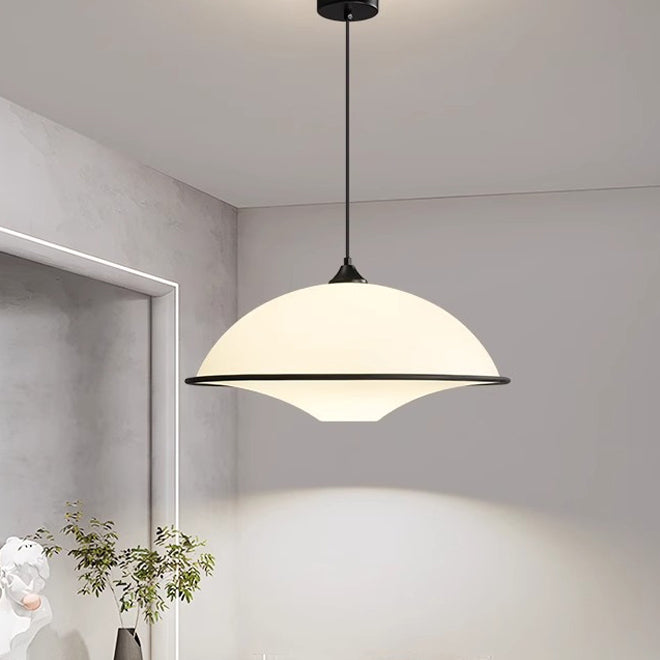 Modern Minimalist Semi-circle Iron Acrylic 1-Light Pendant Light For Dining Room